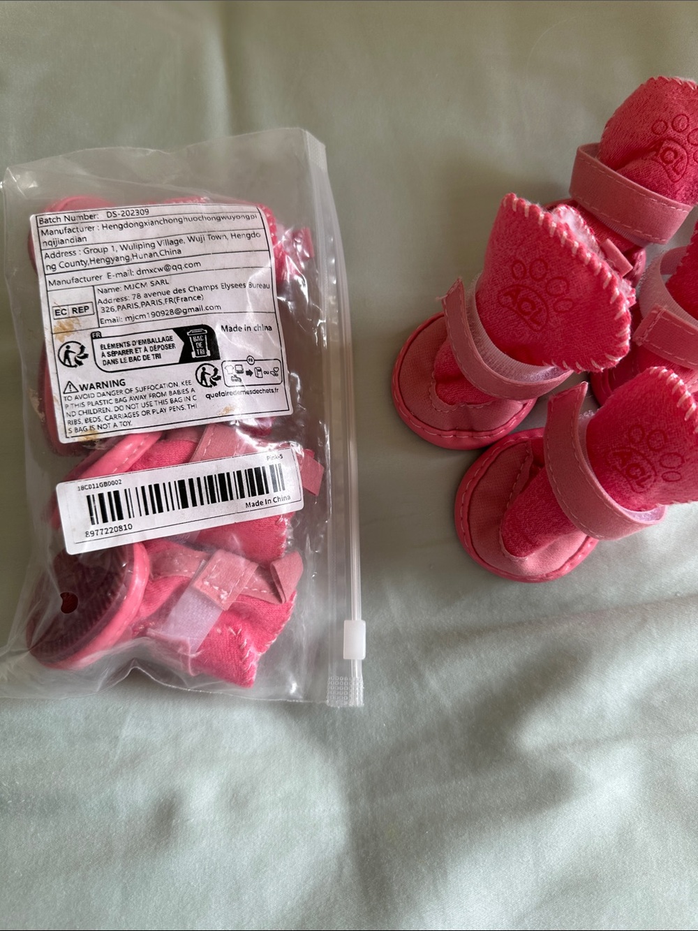 Pink Dog Booties with Velcro Straps - Brand: